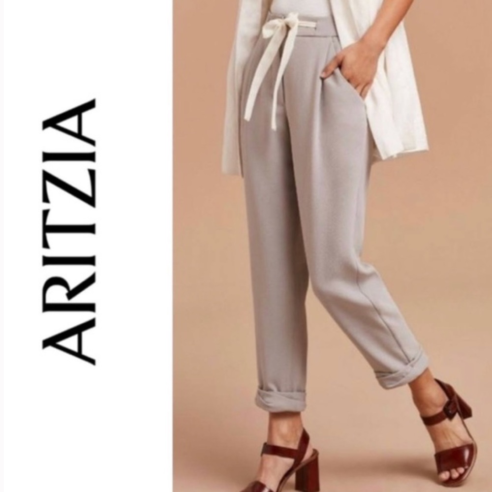 Aritzia Cropped Linen Tie Pants